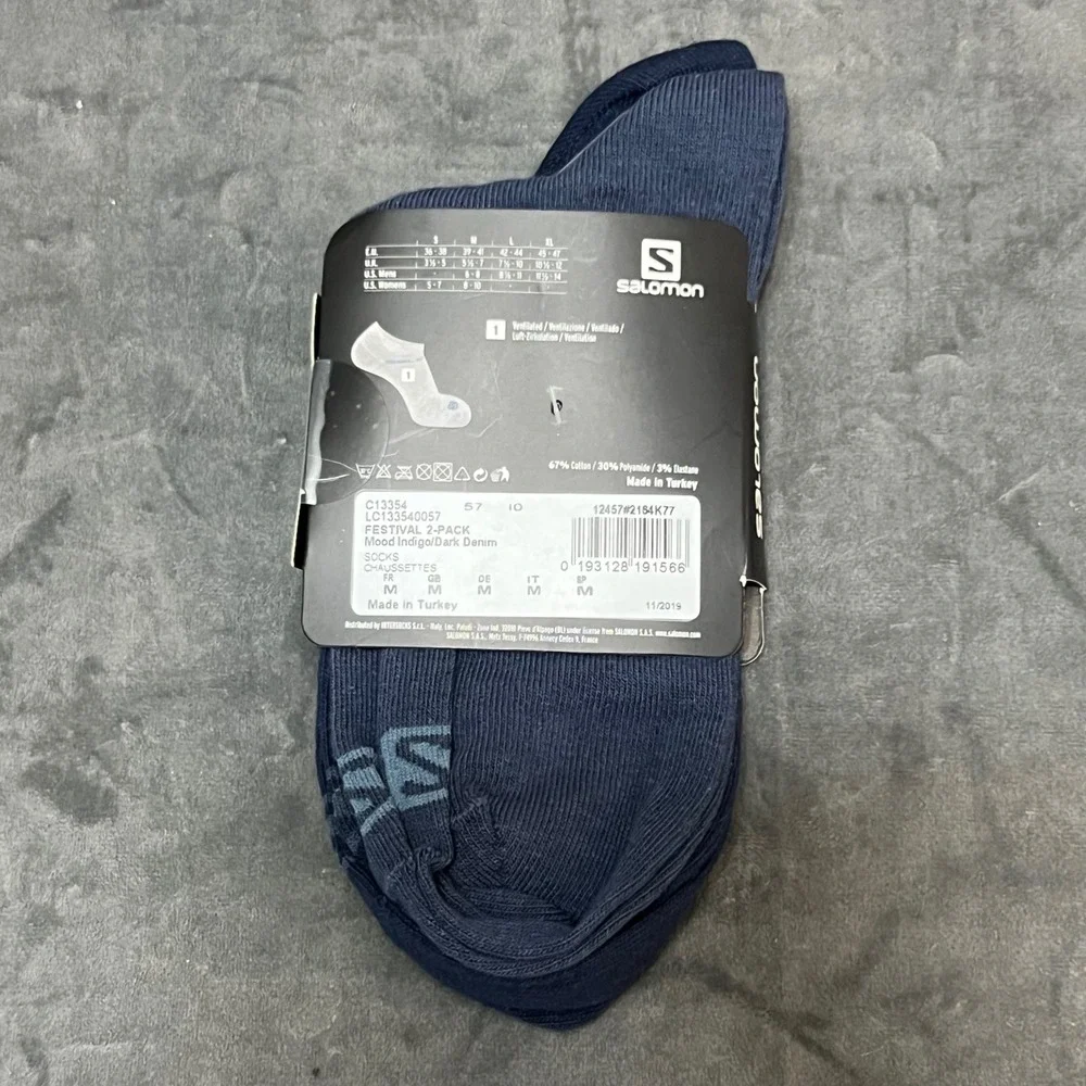 Salomon Festival 2-Pack‎ Hiking Socks - Mood Indigo/Dark Denim - Size M - New